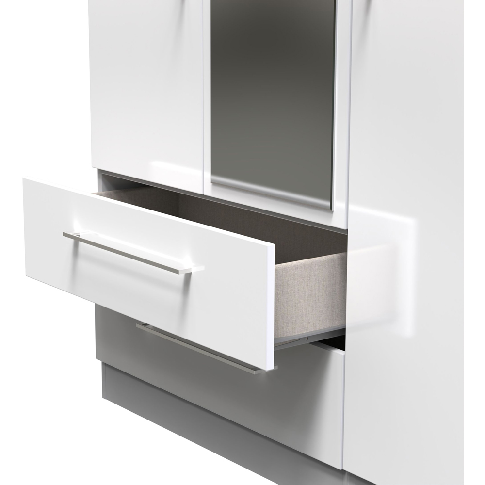 Crowndale Worcester 3 Door 2 Drawer White Mirrored Wardrobe Ready Assembled Image 7