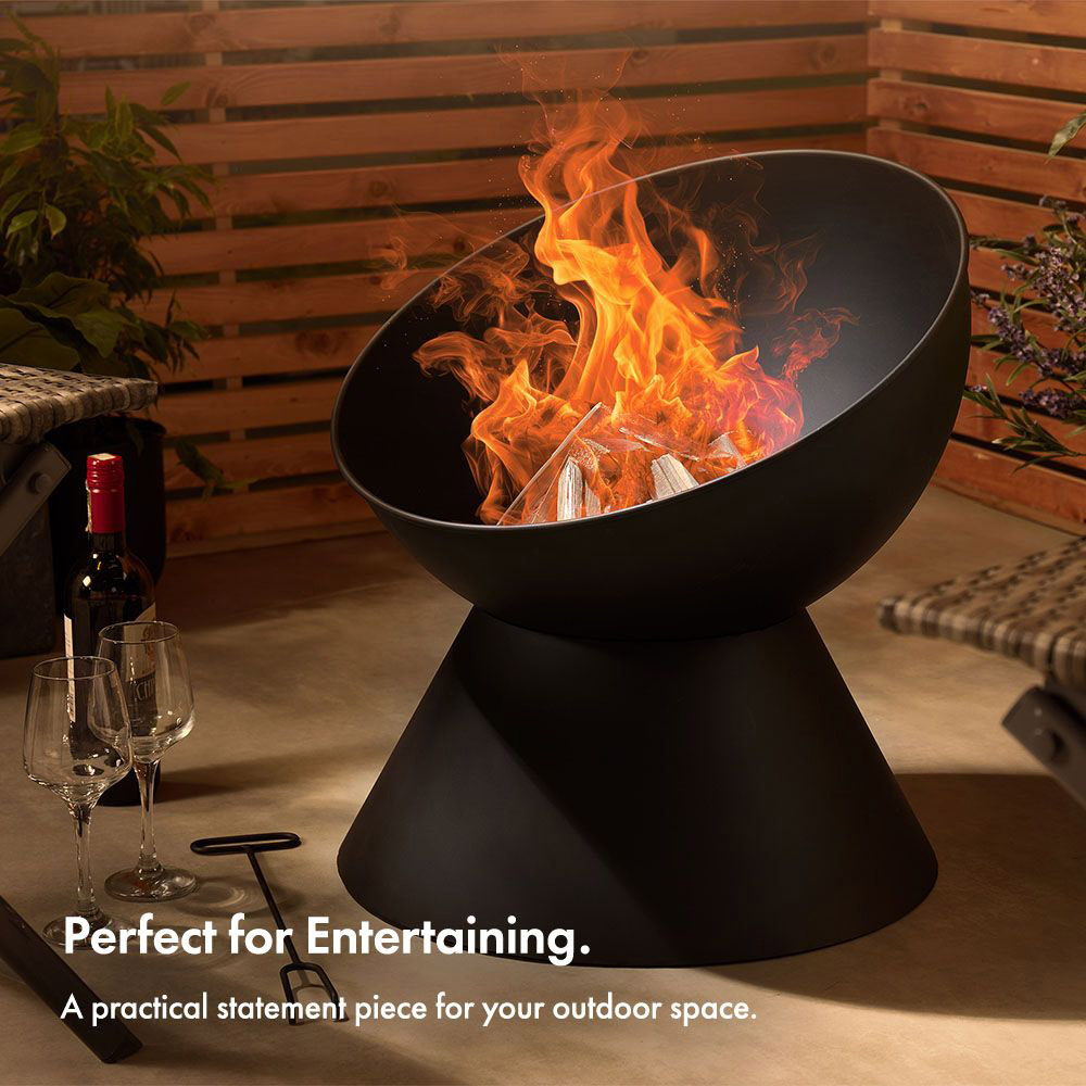 VonHaus Black Raised Bowl Fire Pit Image 4