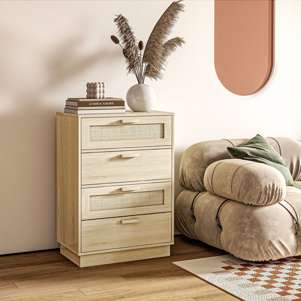 Portland 4 Drawer Natural Boho Chest of Drawers Image 4
