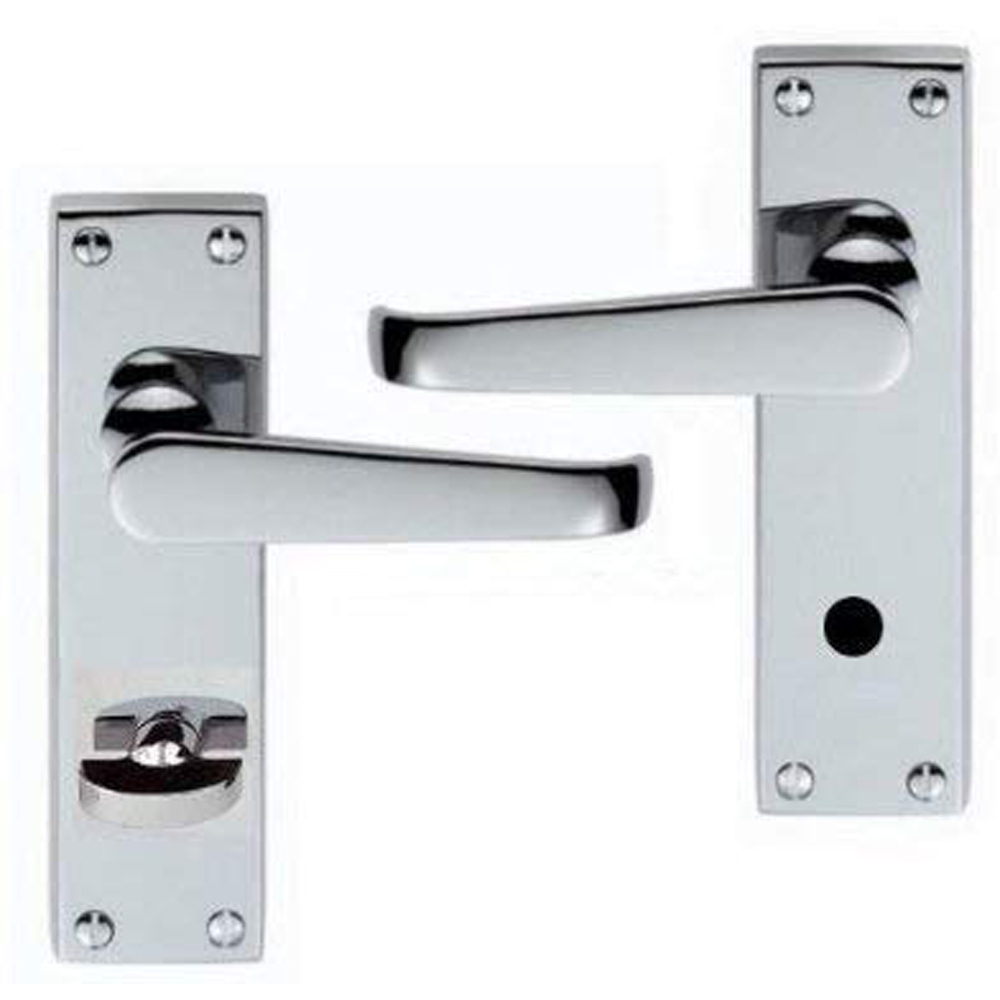 Golden Grace Polished Chrome Victorian Straight Bathroom Door Handle Set Image 2