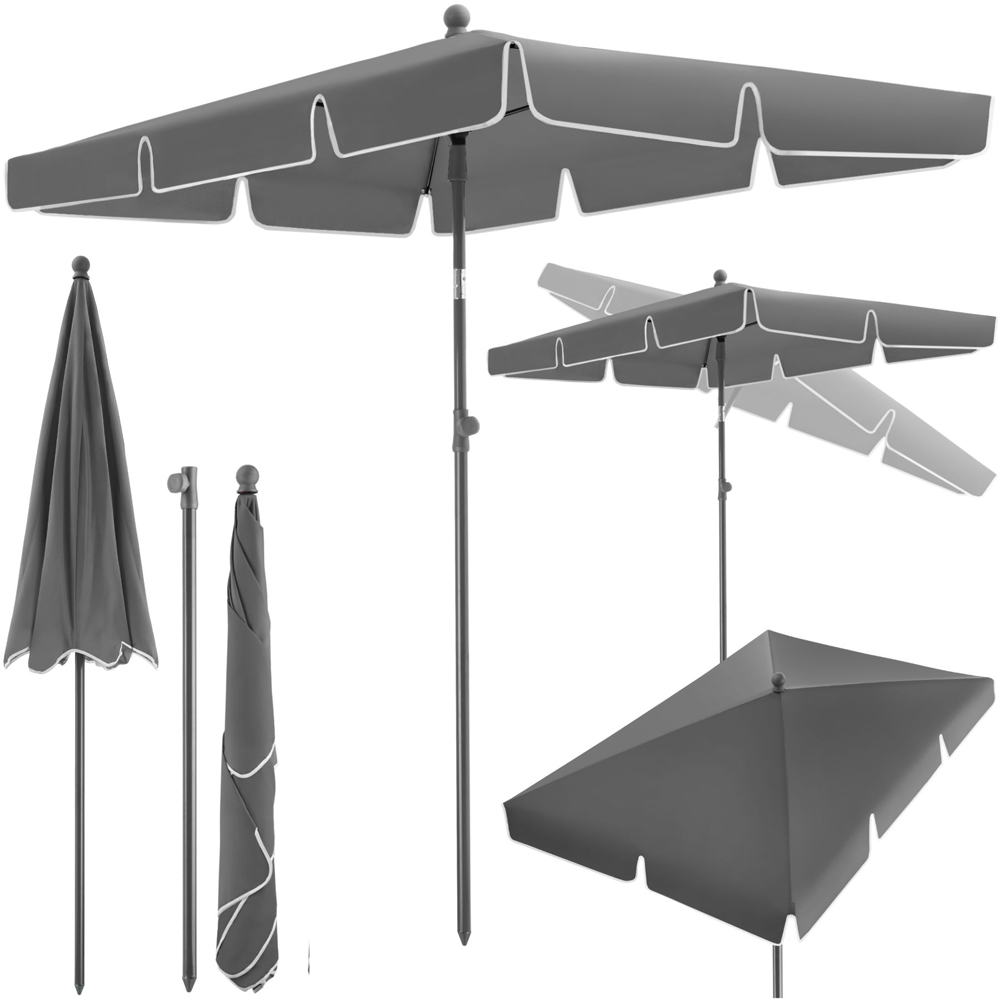 tectake Vanessa 200 x 125cm Grey Adjustable and Tiltable 50+ UV Parasol Image 2