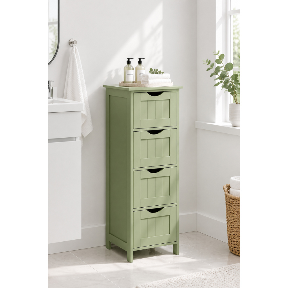 Modcraft 4 Drawer Green Freestanding Bathroom Floor Storage Cabinet Image 5