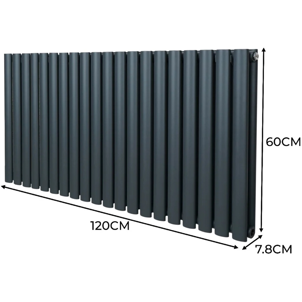Monster Shop 5367BTU Anthracite Grey Oval Column Radiator 600 x 1200mm Image 6