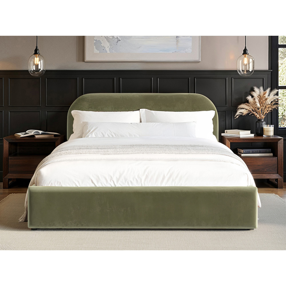 Flair Alba Double Khaki Velvet Ottoman Bed Image 5