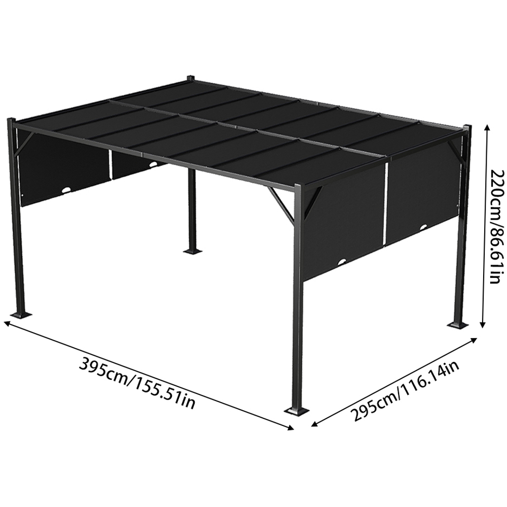 Living and Home Dark Grey Retractable Garden Pergola with Canopy 3.95 x 2.95m Image 8