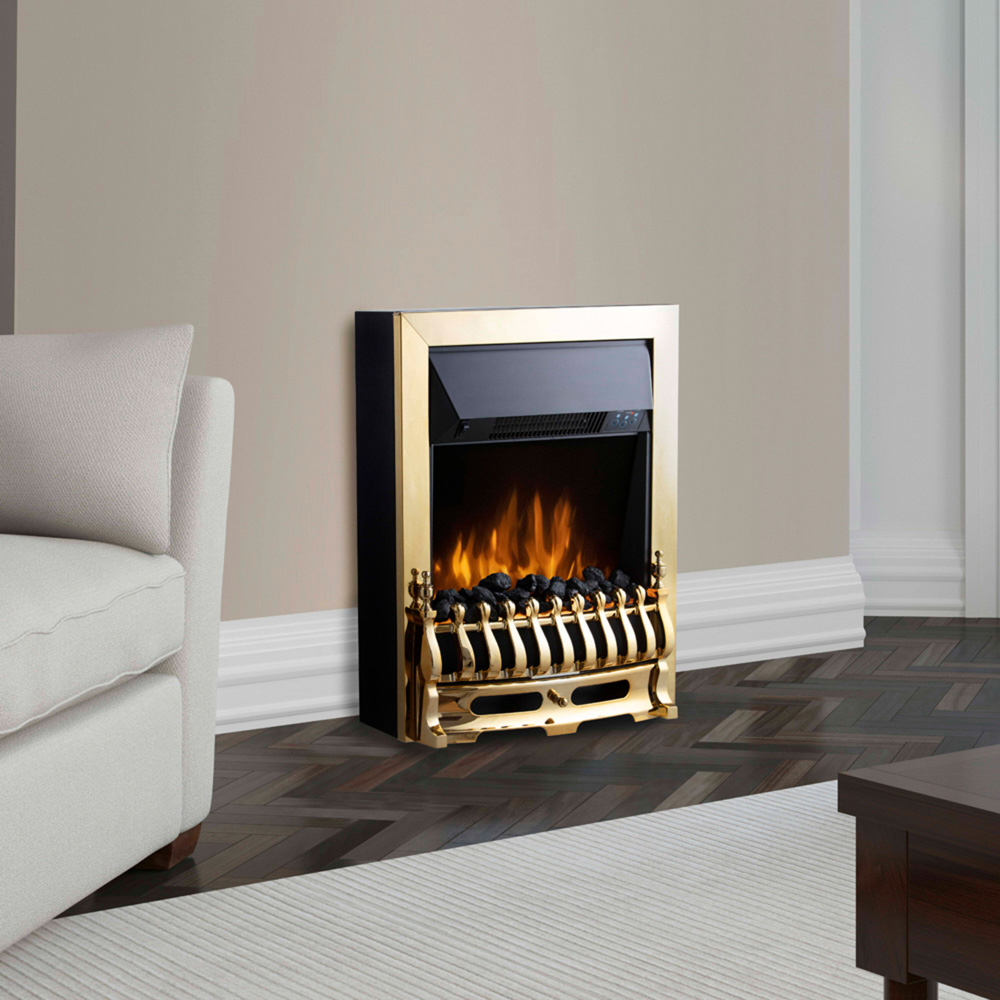 Warmlite Whitby Brass Inset Electric Fire with Realistic Flame Effect 2000W 19 inch Image 9