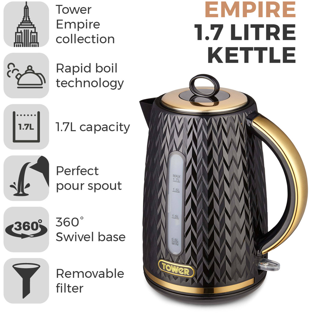 Tower Empire EEJB323 4 Slice Toaster and 1.7L Kettle Set Image 2