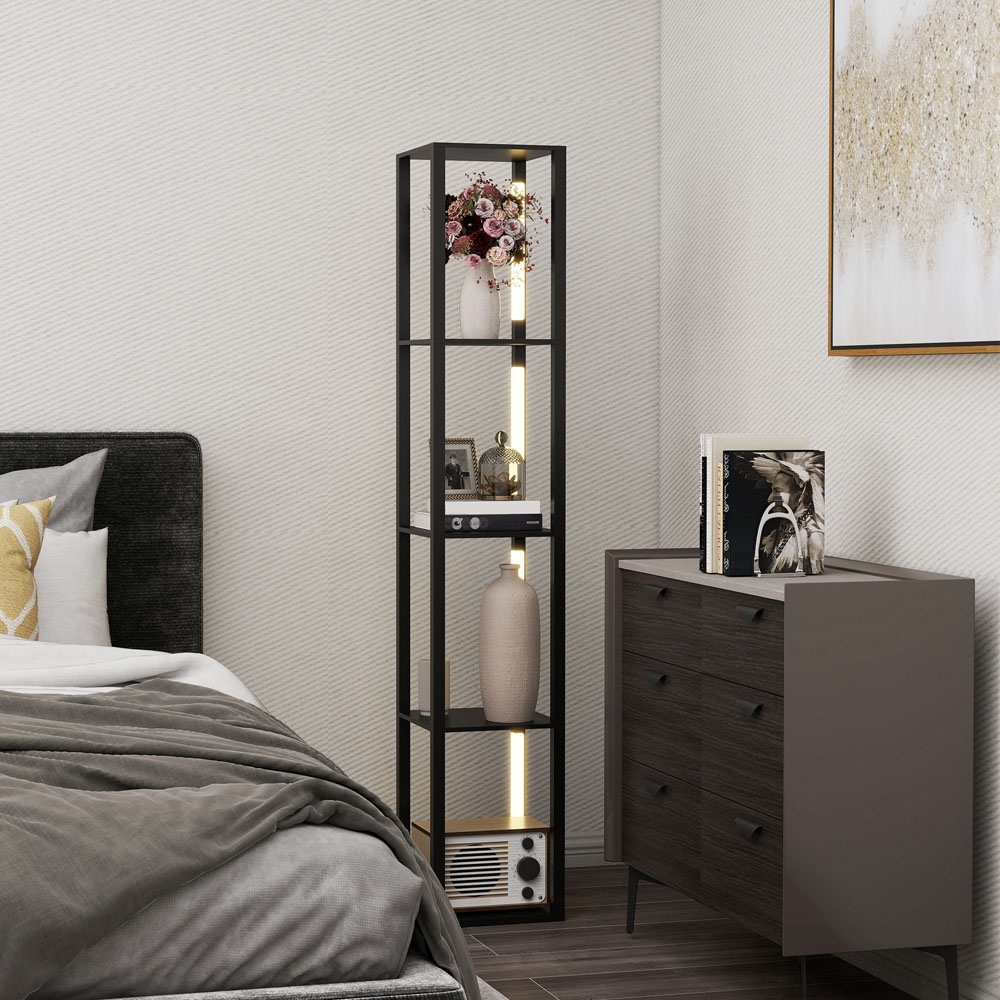 Portland 4 Shelf Black Floor Lamp Image 4