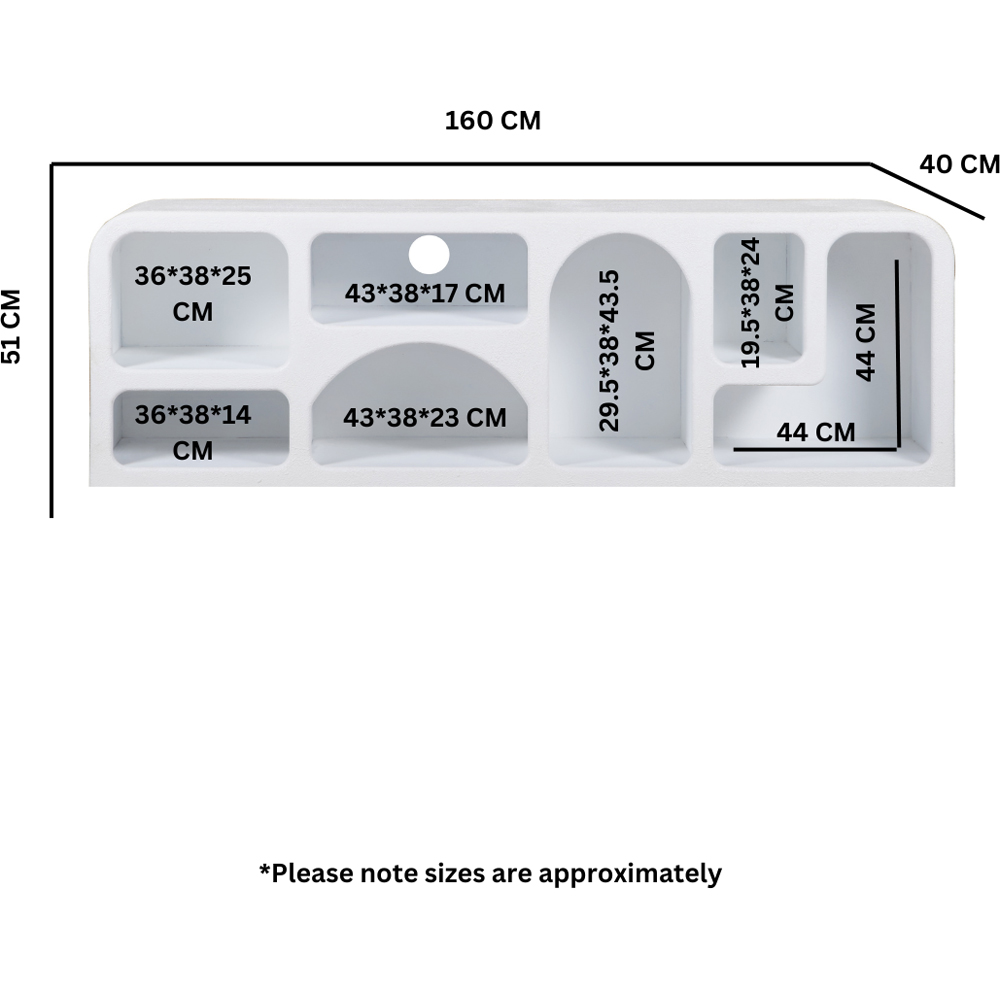 IH Design Udaipur 7 Shelf White Wood Large TV Cabinet Image 7