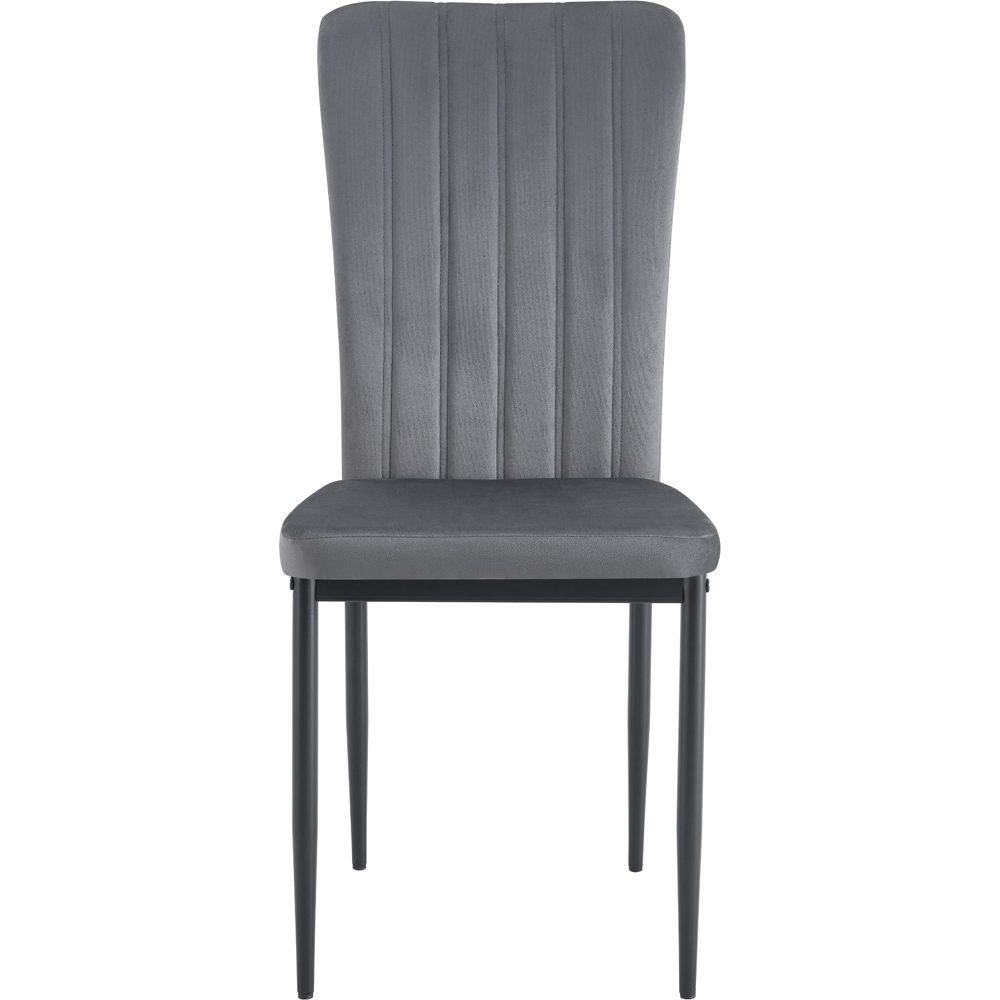 Elle Set of 6 Dark Grey Velvet Effect Plush Padded Upholstered Dining Chair Image 3