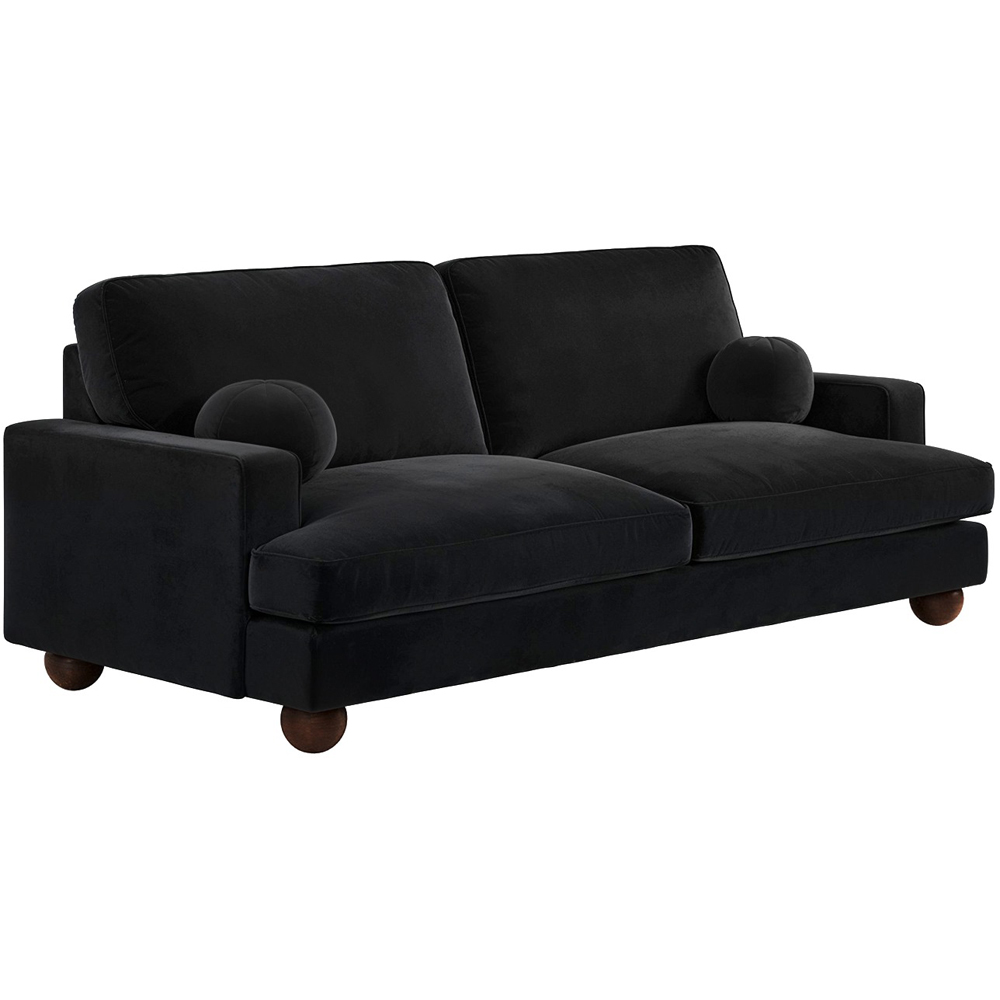 Solace+Co Addison 3 Seater Black Velvet Sofa Image 3