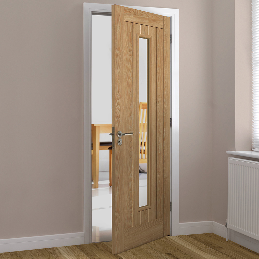 JB Kind Hudson Glazed Cottage Oak Laminated Internal Door 2040 x 626mm Image 2