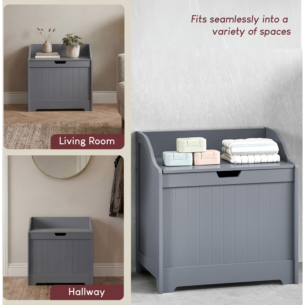 BATH VIDA Priano Grey Wooden Bathroom Laundry Cabinet Image 5