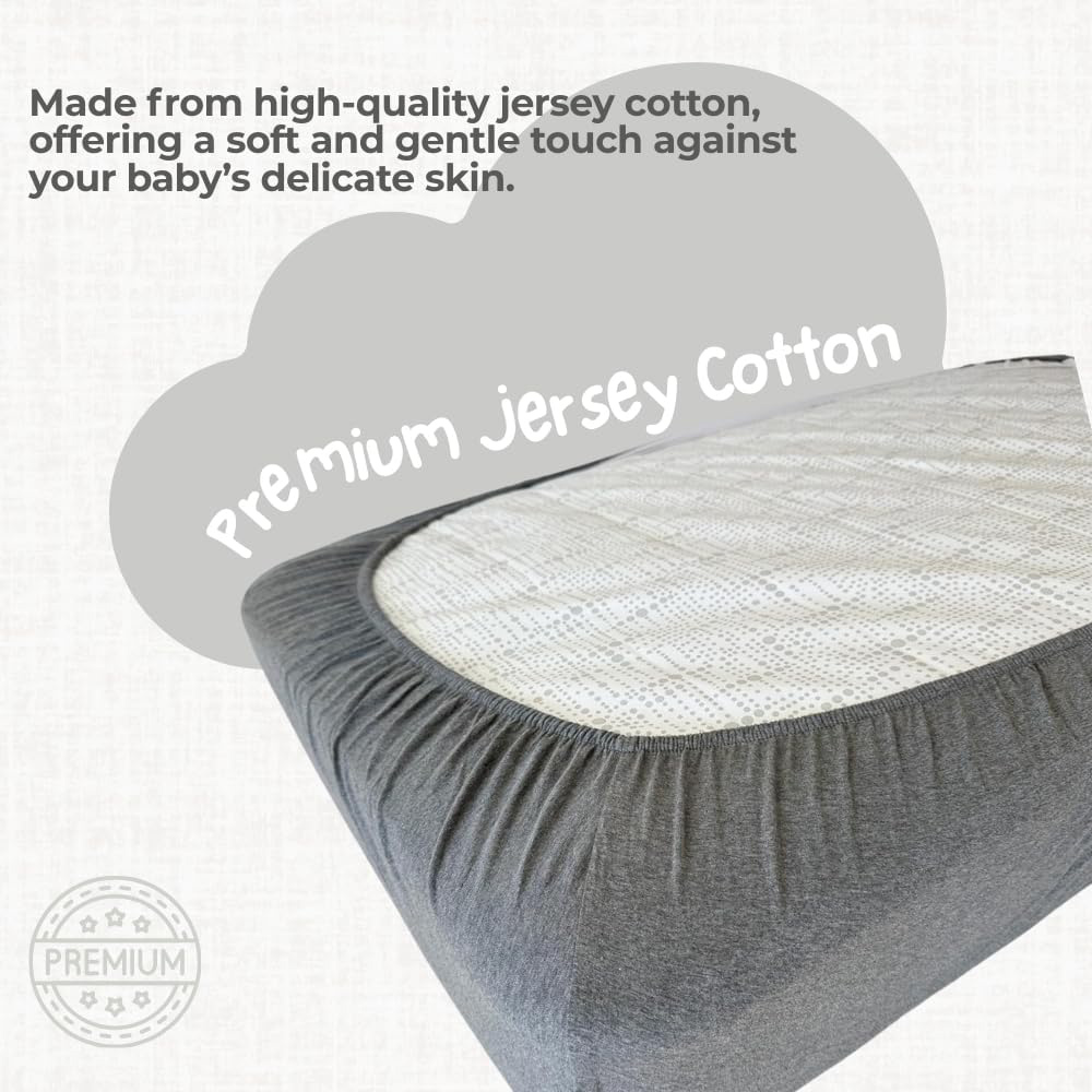 MHG Living Grey and Silver Jersey Cotton Fitted Cot Bed Sheet 120 x 60cm 2 Pack Image 8