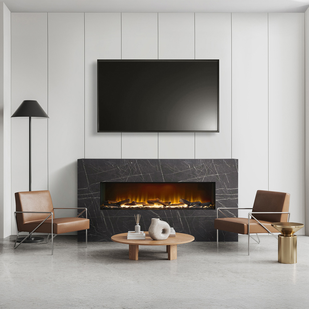 Acantha Bloc Pre-Built Black Marble Effect Fully Inset Media Wall Suite Image 6