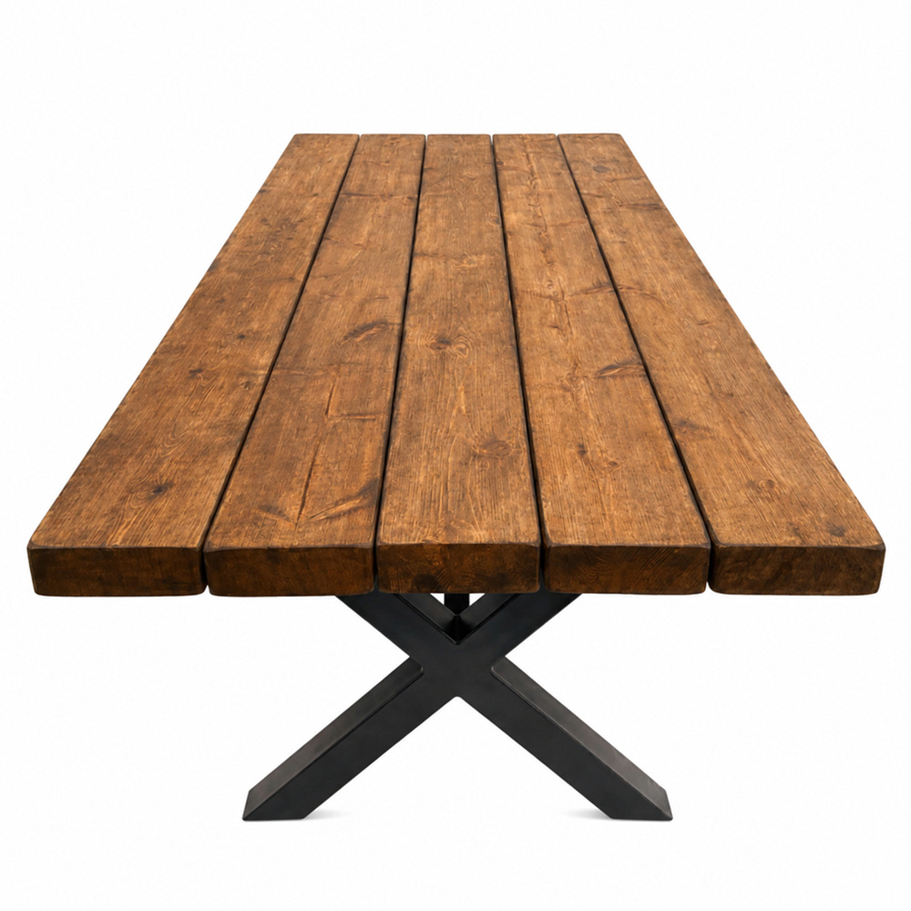 Homebase Chunky Handmade Walnut Brown 8 Seater Outdoor Dining Table Image 2