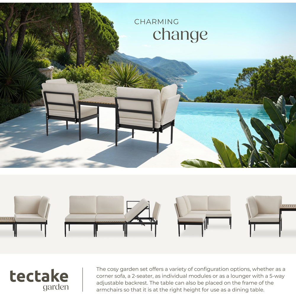 tectake Magaluf 2 Seater 5 in 1 Garden Lounge Set Image 4