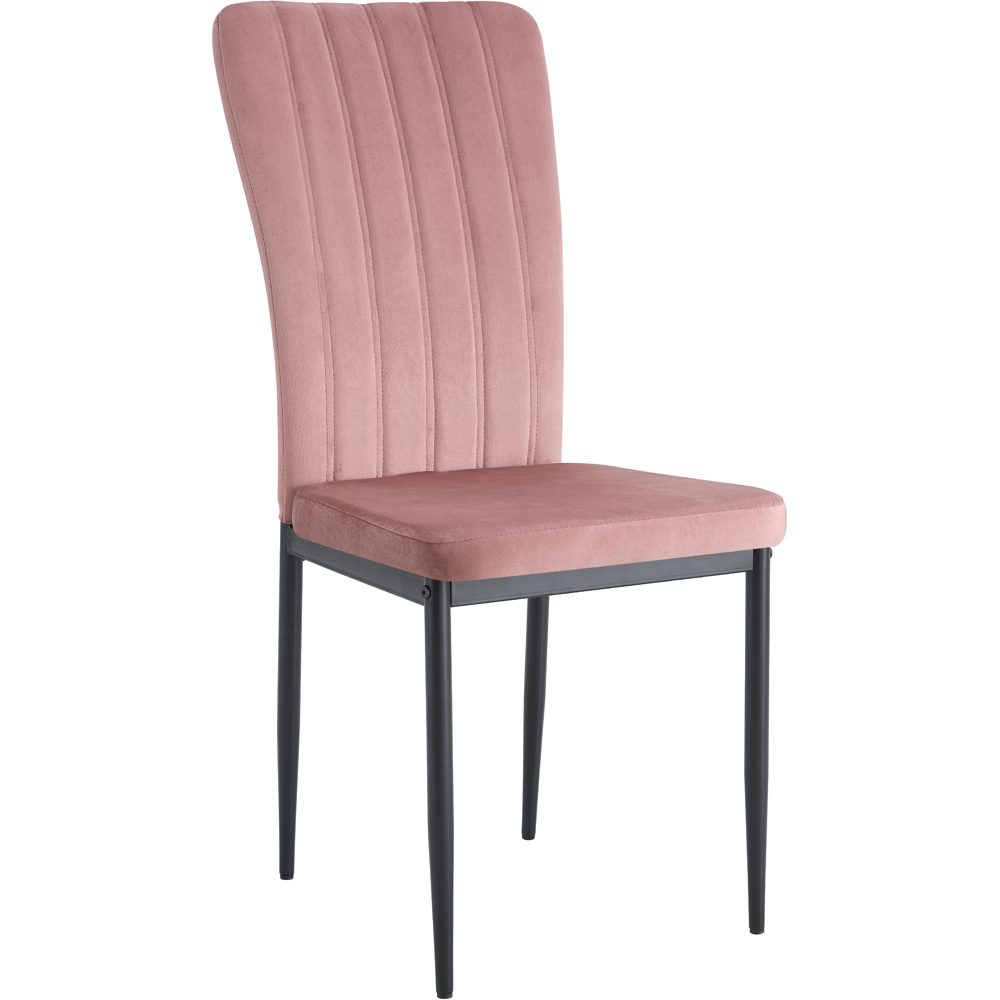 Elle Set of 6 Pink Velvet Effect Plush Padded Upholstered Dining Chair Image 2