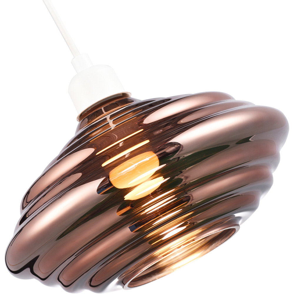Happy Homewares Copper Plated Ribbed Honeycomb Glass Pendant Light Shade Image 4