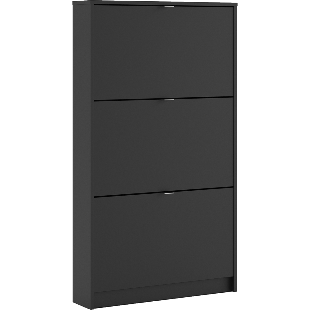 Florence Shoes 3 Flip Door Single Layer Matt Black Shoe Storage Cabinet Image 2