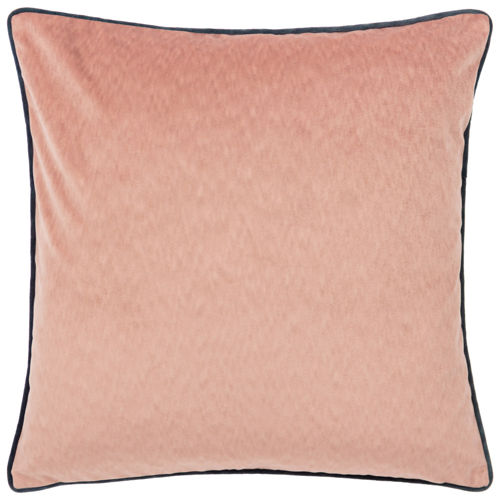 Paoletti Torto Blush and Slate Blue Square Velvet Touch Piped Cushion Image 1