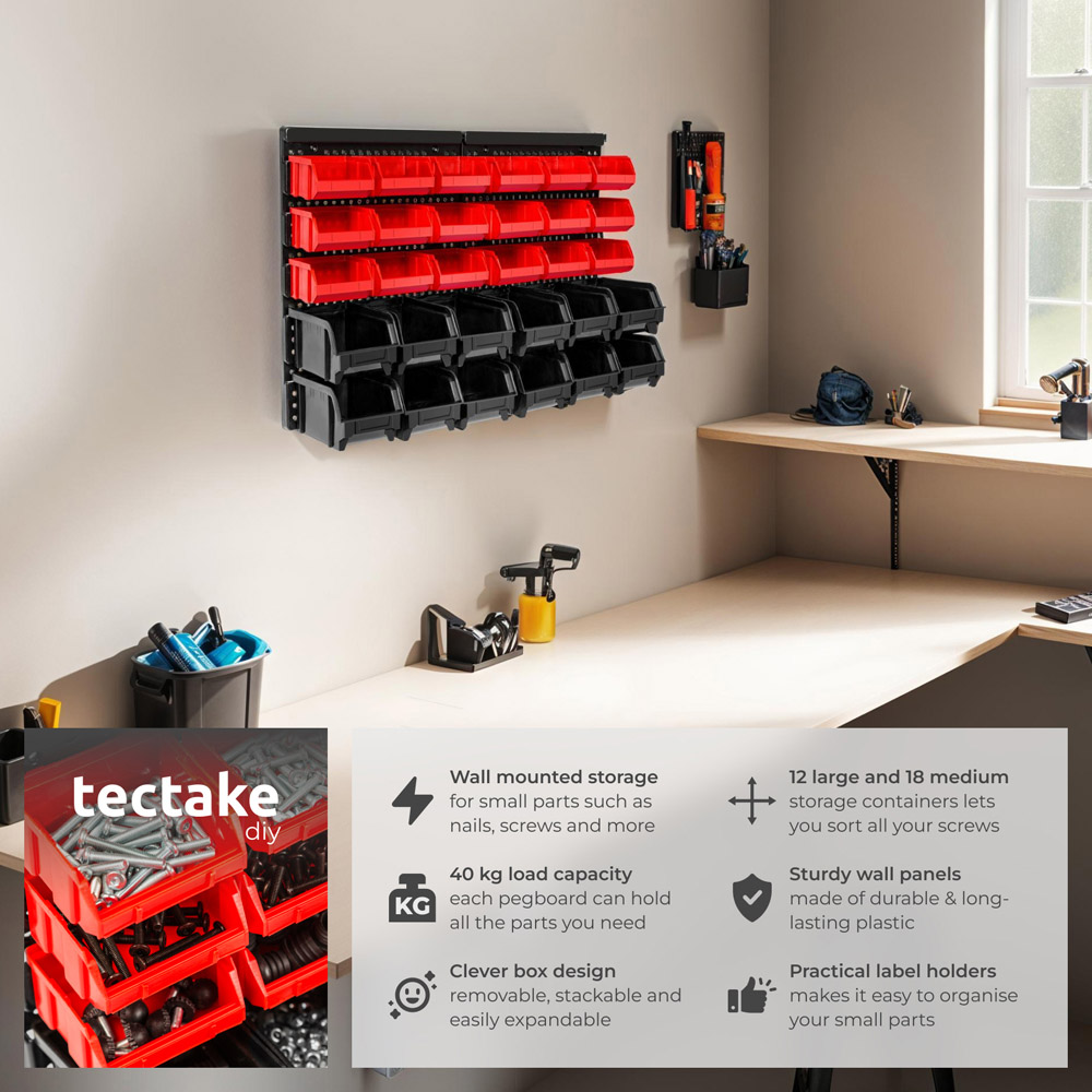 tectake 30 Shelf Wall Mounted Storage Organiser Image 6