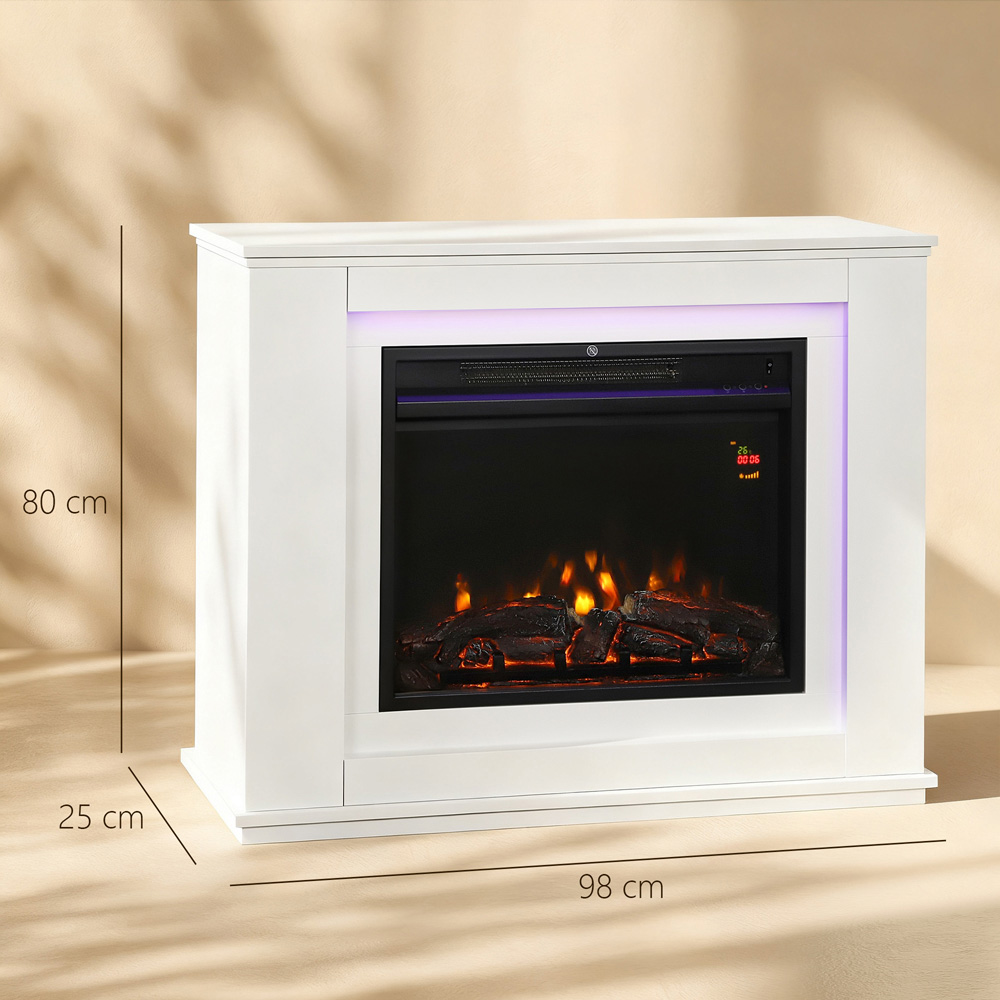 HOMCOM White Inset Electric Fireplace and Mantel 2000W Image 9