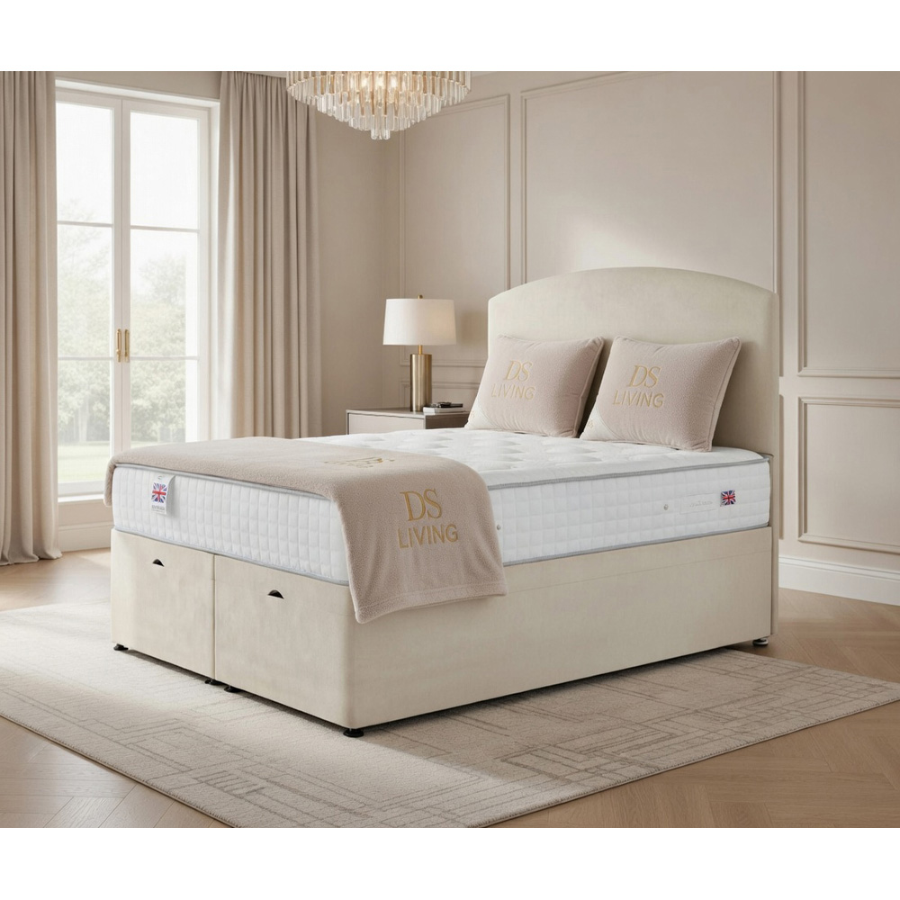 DS Living Opulence Super King Size Cream Velvet Upholstered Ottoman Bed Image 5