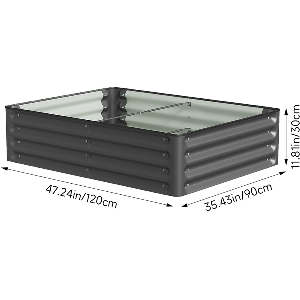 Living and Home Dark Grey Rectangular Galvanised Steel Raised Garden Bed 120 x 90cm Image 8