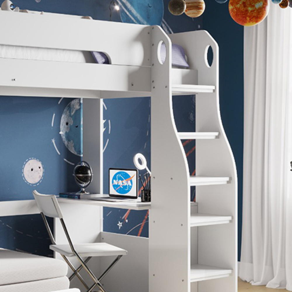 Flair Cosmic White Wooden High Sleeper with Charcoal Grey Futon Image 3