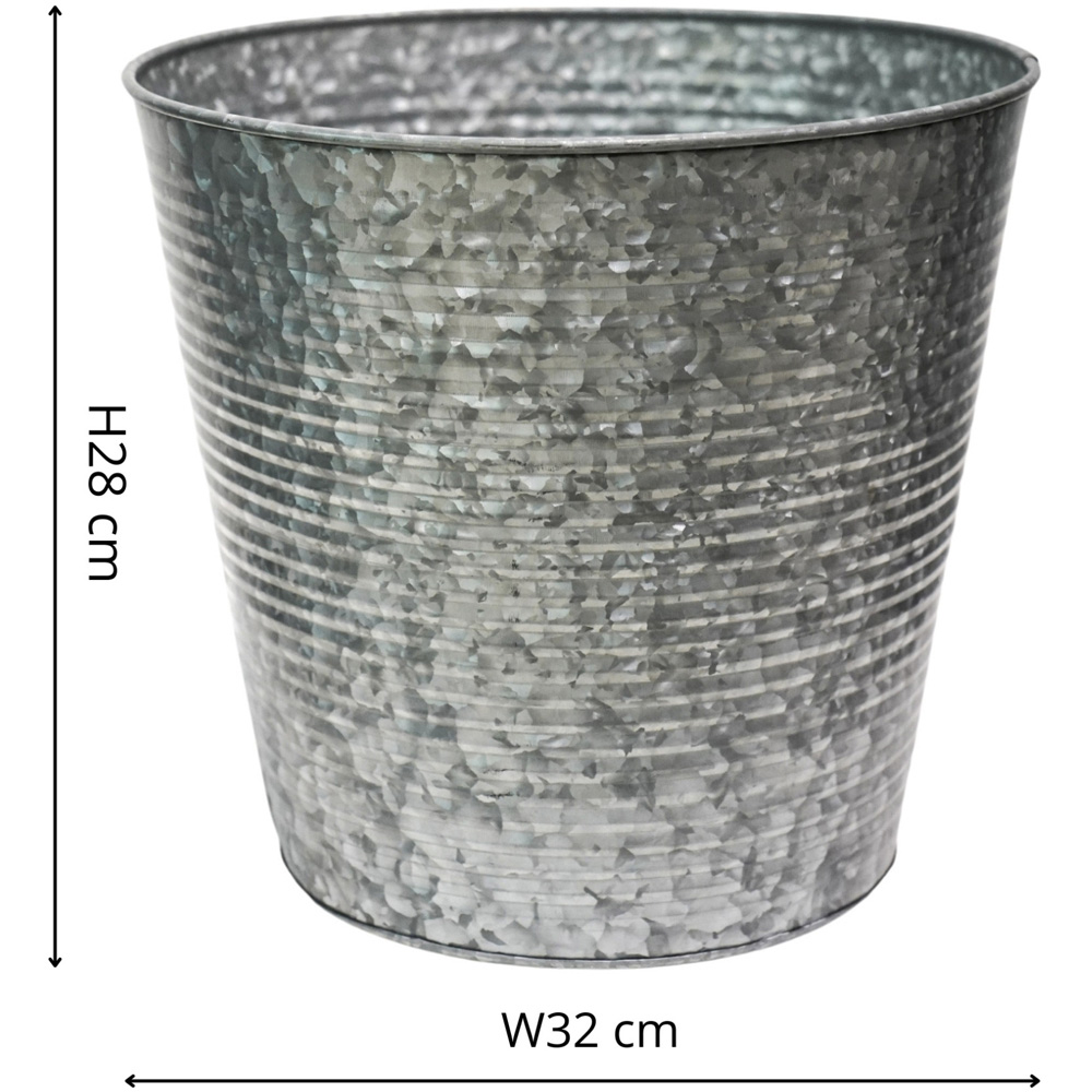 Ivyline Ribbed Galvanised Planter 32cm Image 5