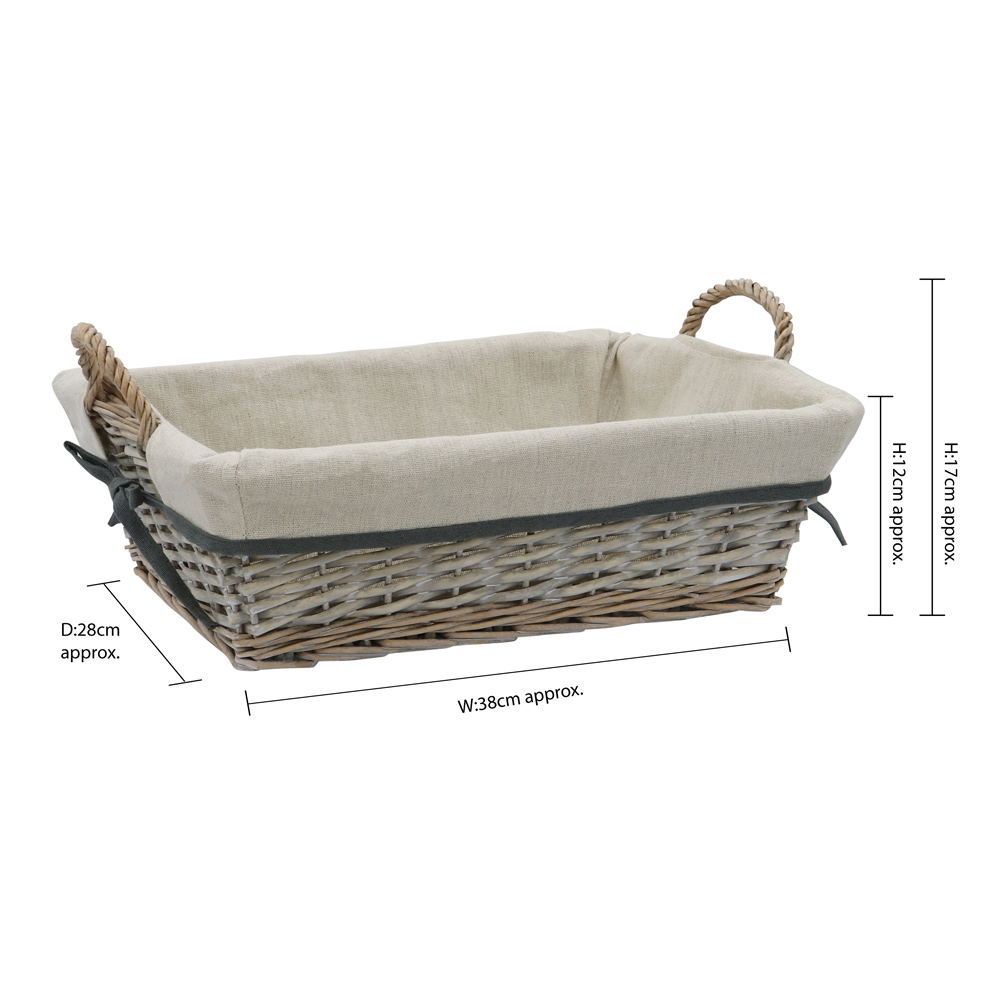 JVL 10L Arianna Grey Rectangular Willow Storage Basket Image 6
