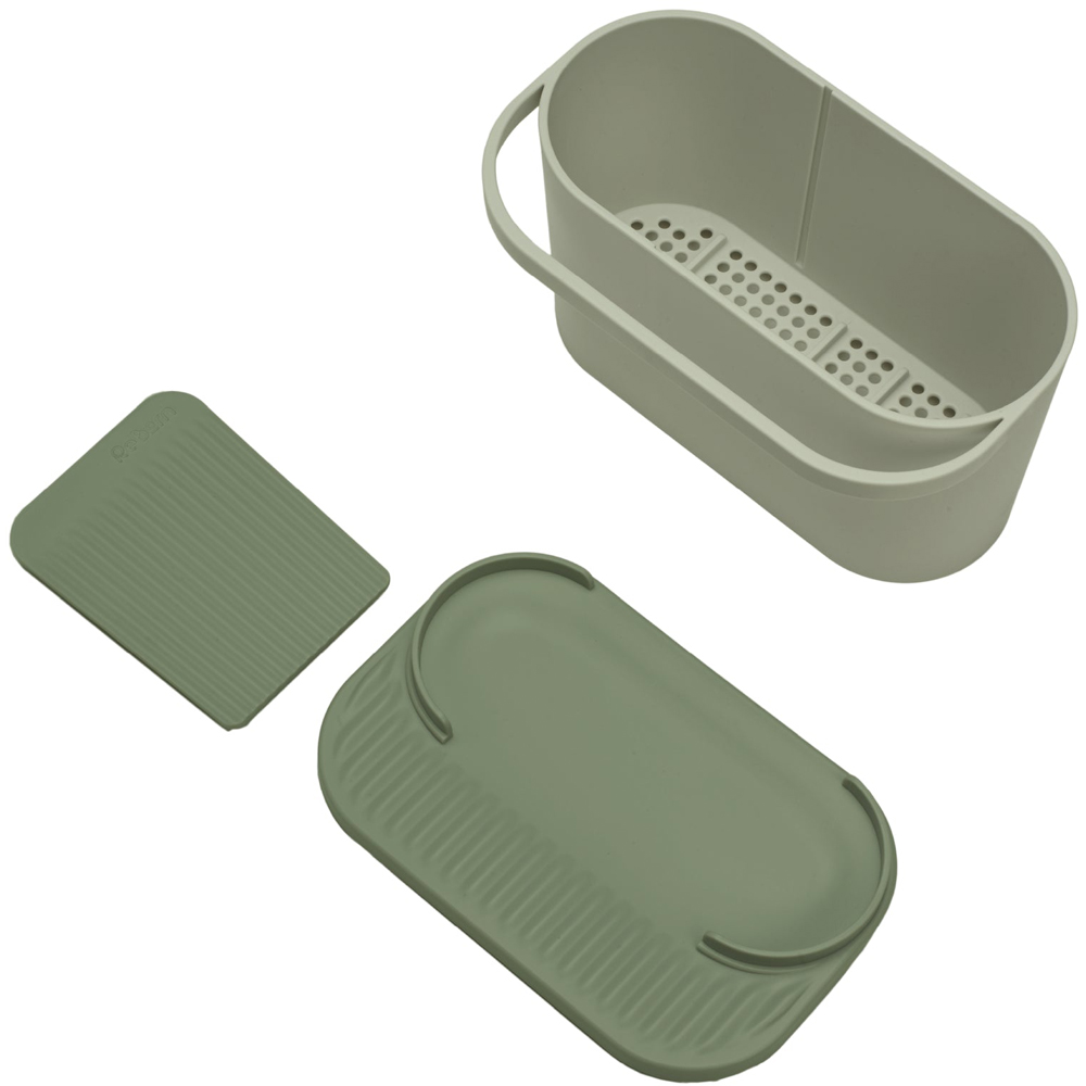 ReBorn Sage Green Compact Plastic Sink Tidy with Drainage Tray Image 5