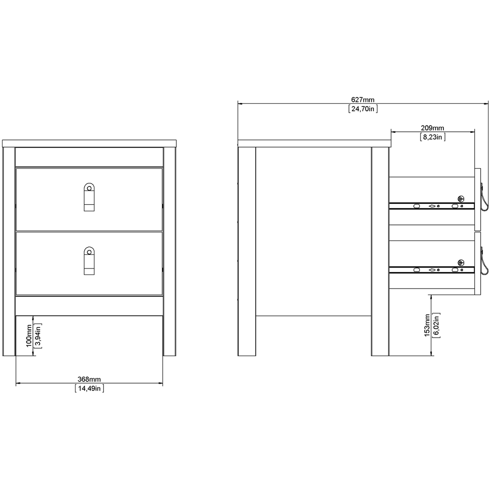 Florence Barcelona 2 Drawer White Bedside Table Image 8