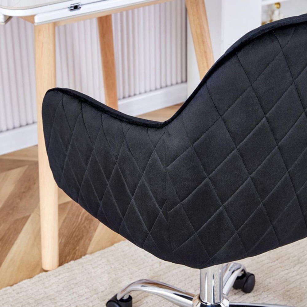 Portland Black Velvet Swivel Office Chair Image 2
