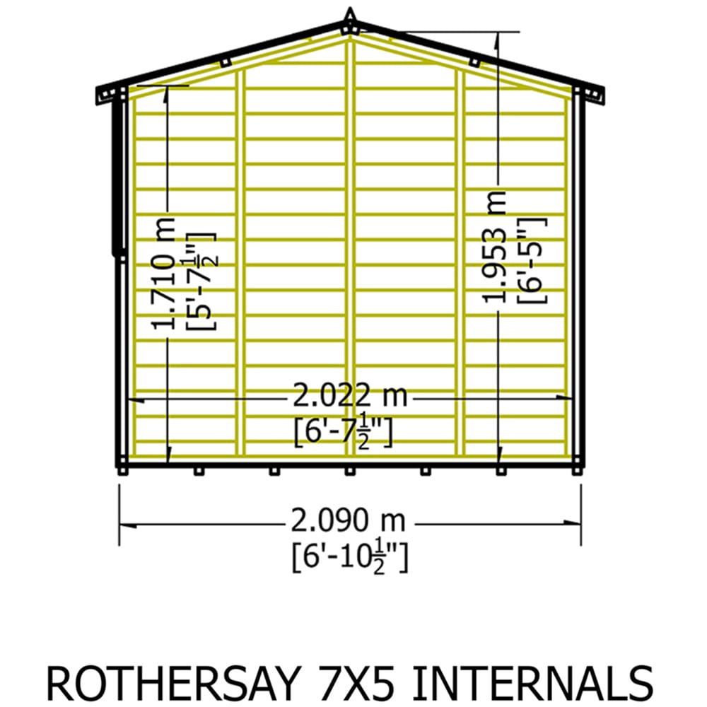 Shire Rothesay 7 x 5ft Shiplap Apex Garden Shed Image 5