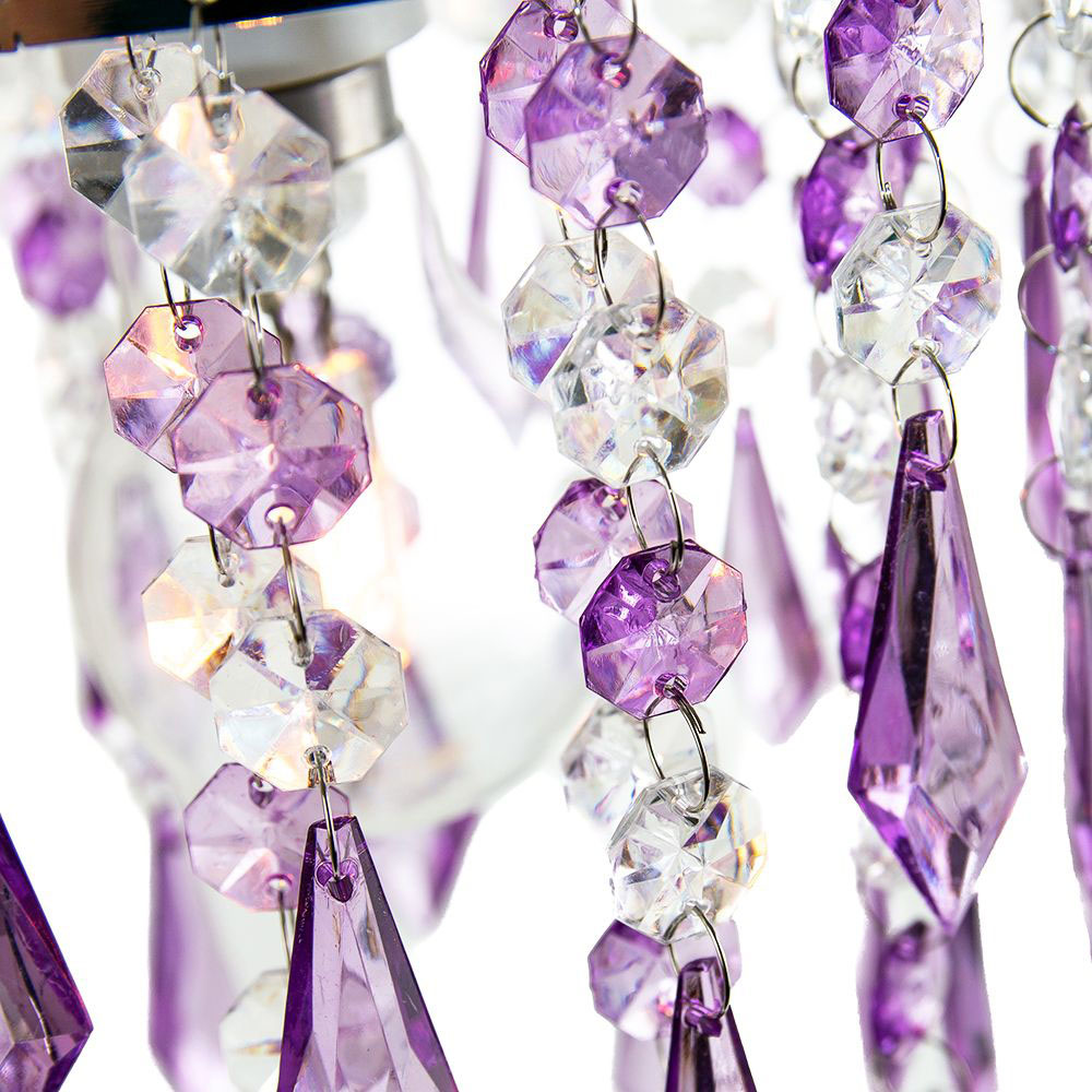 Happy Homewares Modern Waterfall Design Clear and Purple Acrylic Drops and Beads Pendant Shade Image 3
