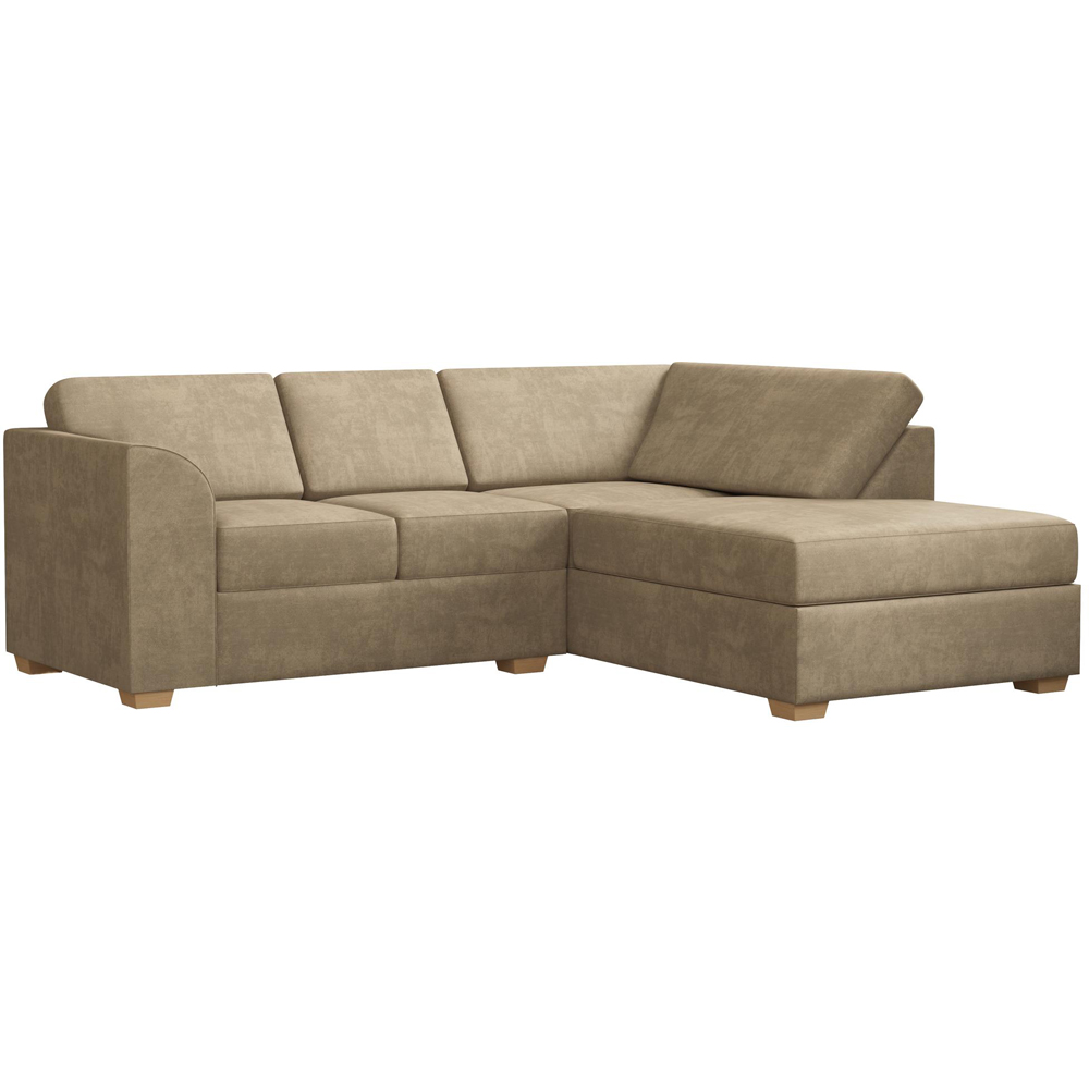 Modo 3 Seater Mink Plush Velvet Right Hand Fixed Back L-Shape Corner Sofa Image 2