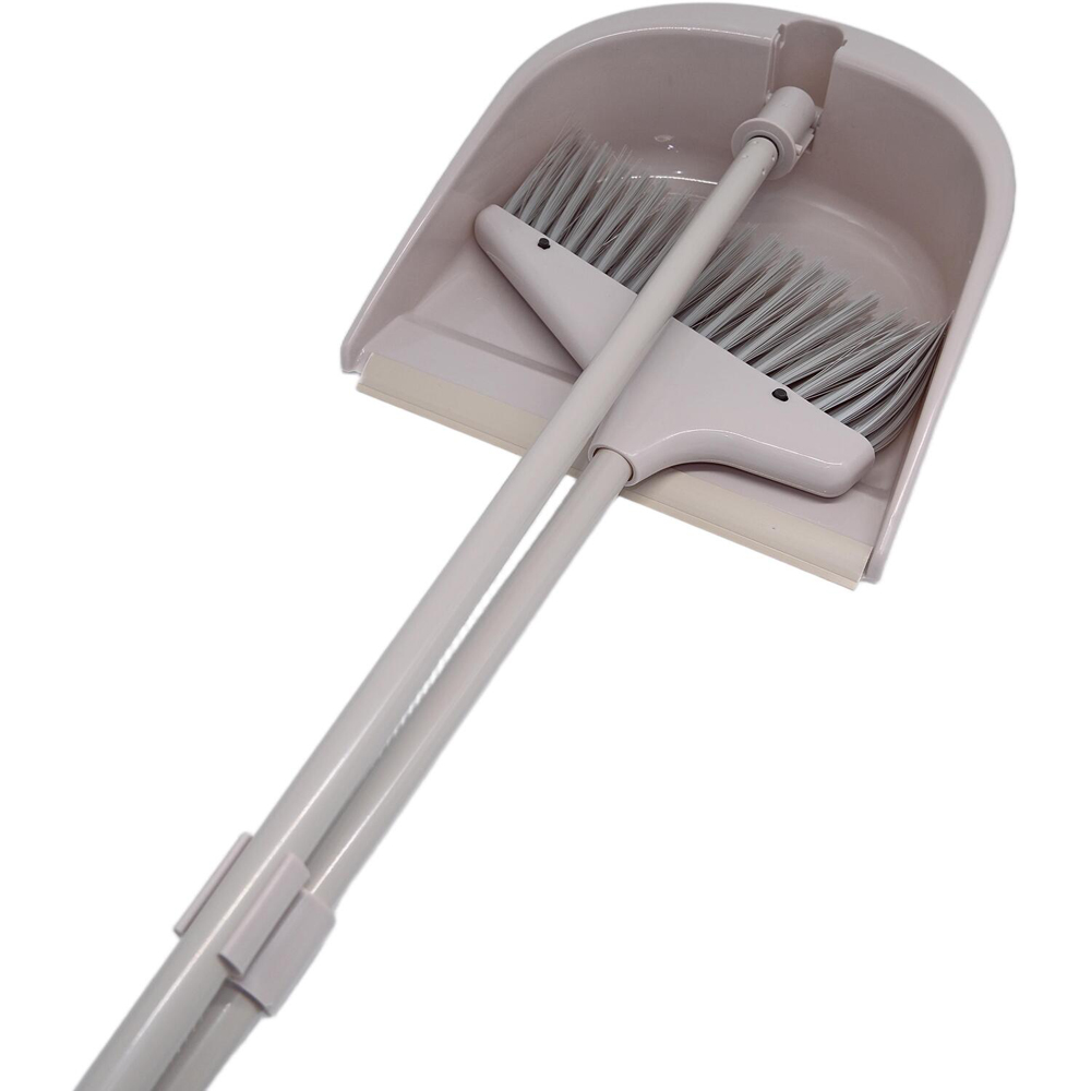 Ribbed Long Handle Dustpan and Brush Grey Image 6