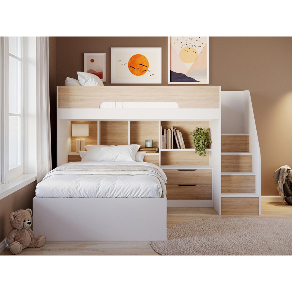 Flair Greyson Oak Staircase Triple Bunk Bed with Storage Image 4