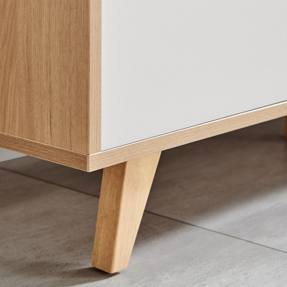 Furniturebox Billet 2 Door 2 Shelf Off White and Wood Effect TV Unit Image 3