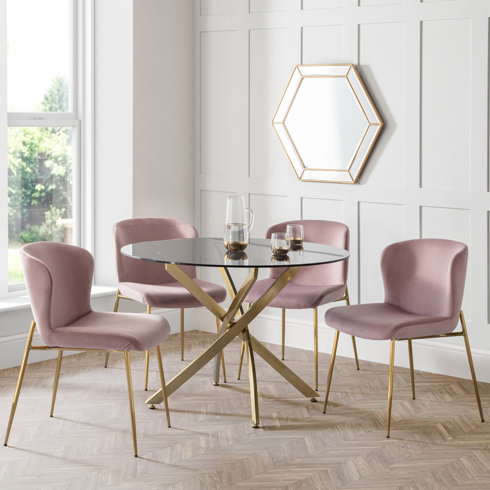 Julian Bowen Harper Set of 2 Dusky Pink Dining Chairs Image 8