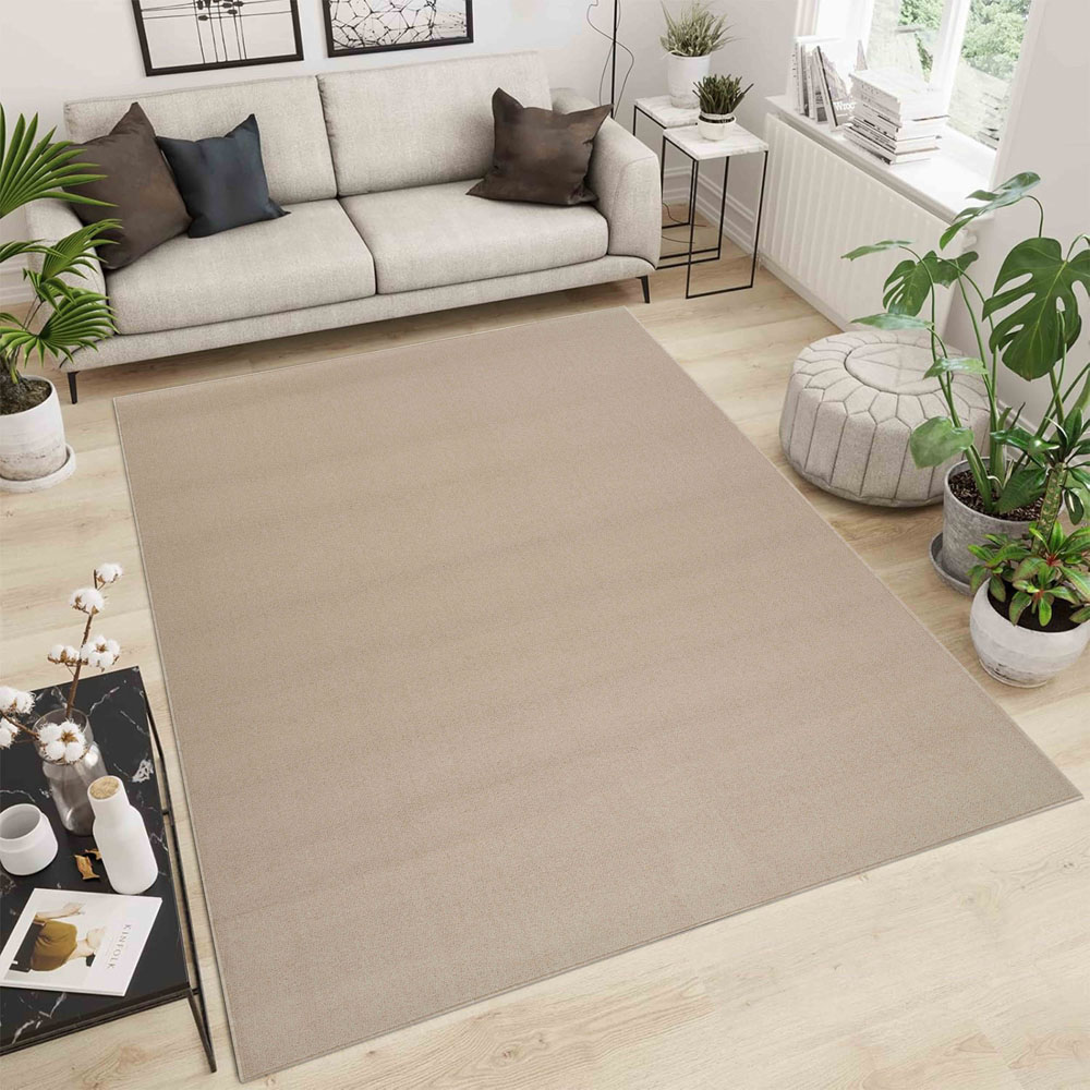Desire Rugs Simple Light Beige Low Pile Felt Backing Tufted Rug 110 x 60cm Image 2