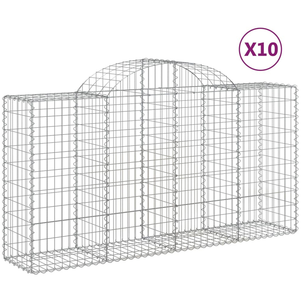 vidaXL Silver Galvanised Iron Gabion Basket 200 x 50 x 100/120cm 10 Pack Image 4