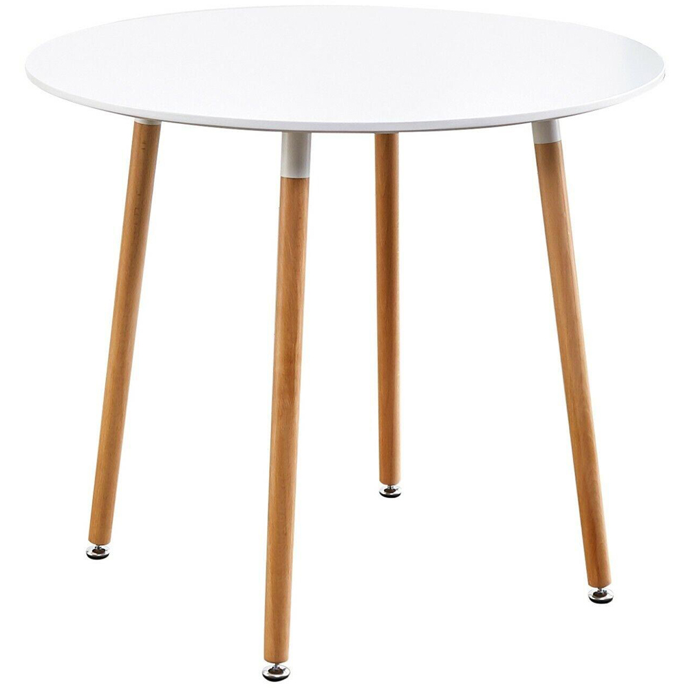 Kosy Koala Tulip 4 Seater Round Plastic Dining Set Oak Effect White and Grey Image 4