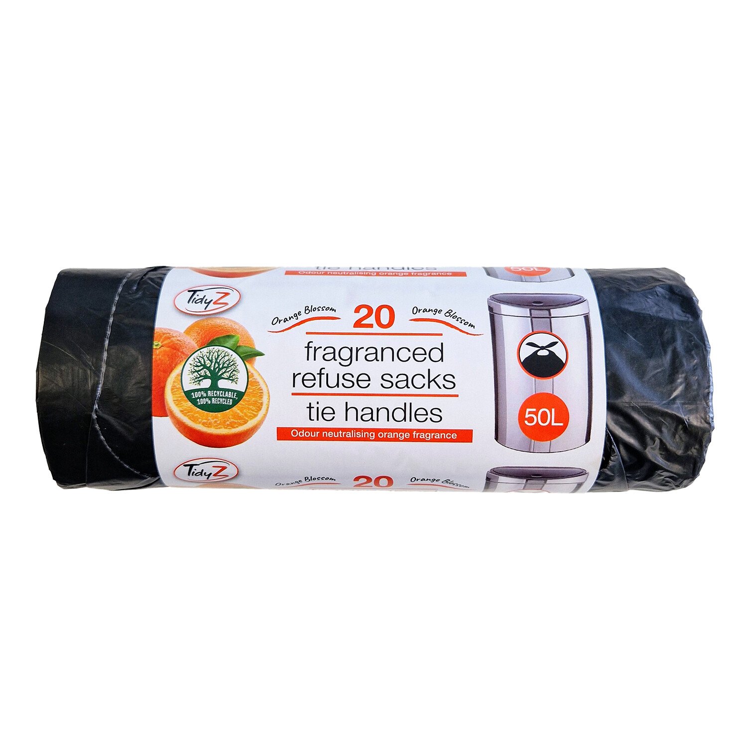 Pack of 20 Tidyz Refuse Sacks with Tie Handle 50L Image