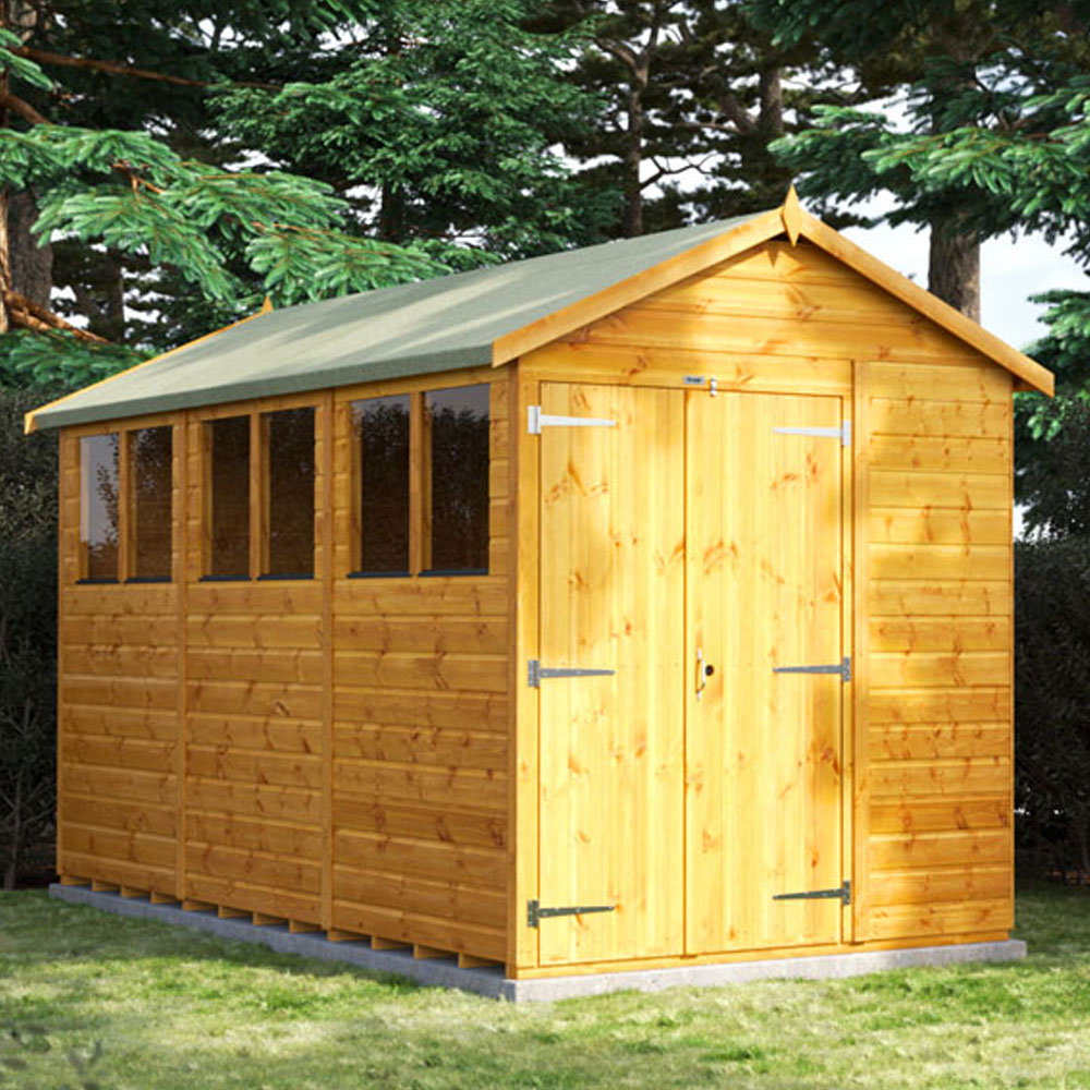 Power Sheds 12 x 6ft Double Door Apex Wooden Shed with Window Image 2