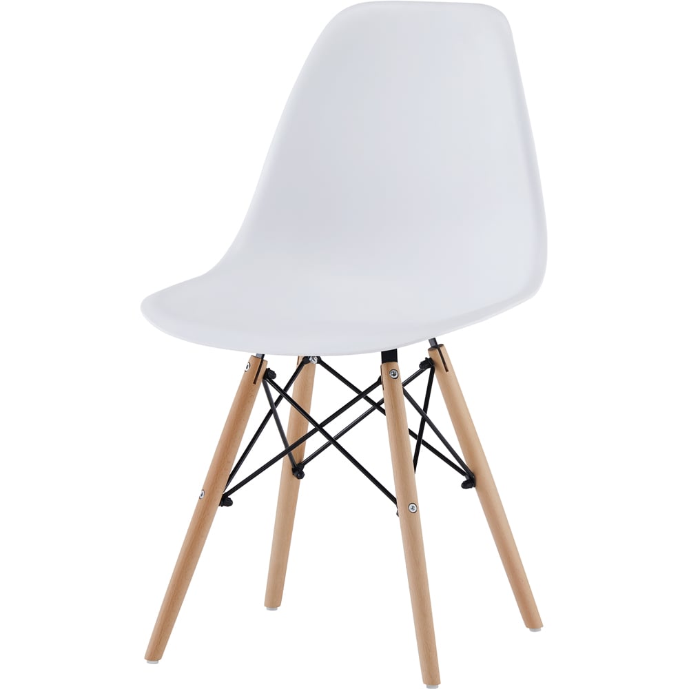 Comfy Living 4 Seater Metal Detailing Dining Set Oak and White Image 3