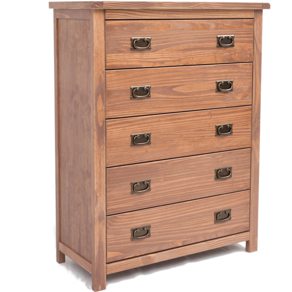 Cabinet Bits Padua 5 Drawer Brown Brass Drop Handle Chest of Drawers Image 3