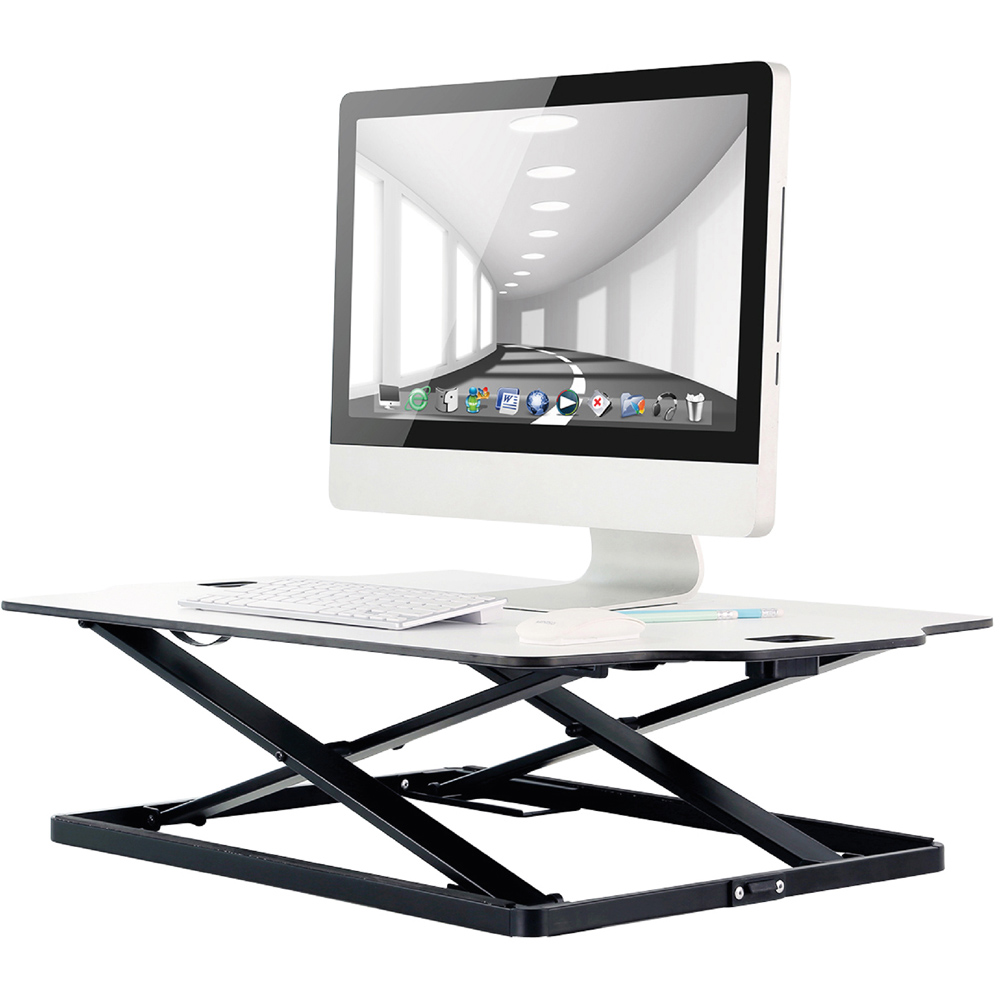 ProperAV Slim Profile Stand Up Workstation Desk White Image 3